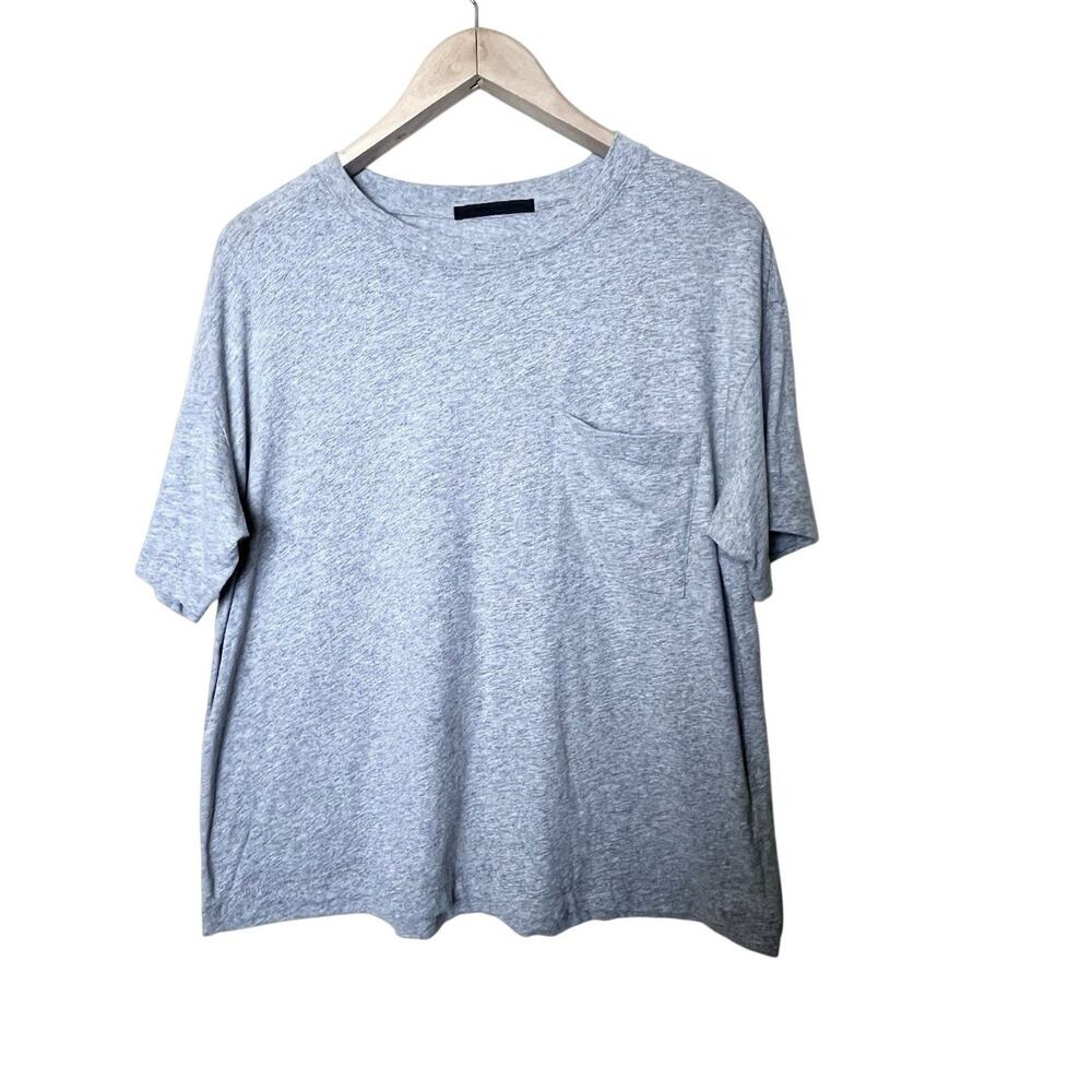 Jenni Kayne Vintage Pocket Tee Heather Gray T-Shirt Sz Medium Boxy Minimalist